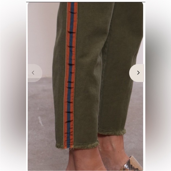 Nili Lotan Luna Pant w/ Tape in Green w/ Orange and Navy Tape sides sir 8 - Picture 3 of 9